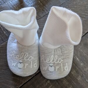 Gray and White Baby Booties